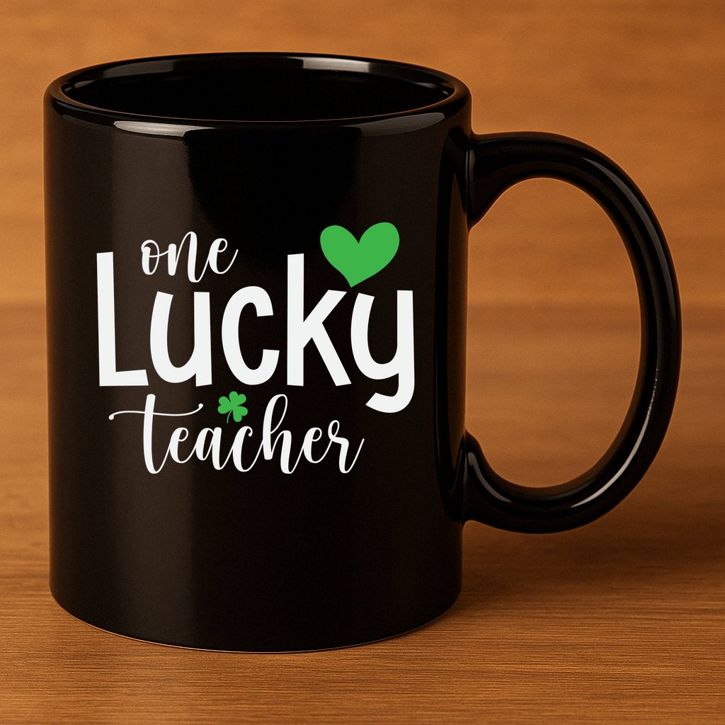 One Lucky Teacher 11oz C Handle Ceramic Mug