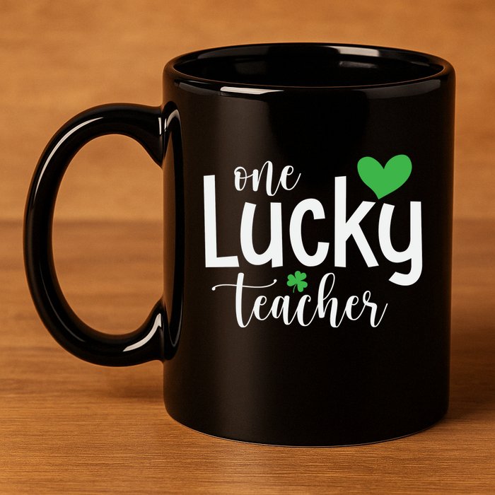 One Lucky Teacher 11oz C Handle Ceramic Mug