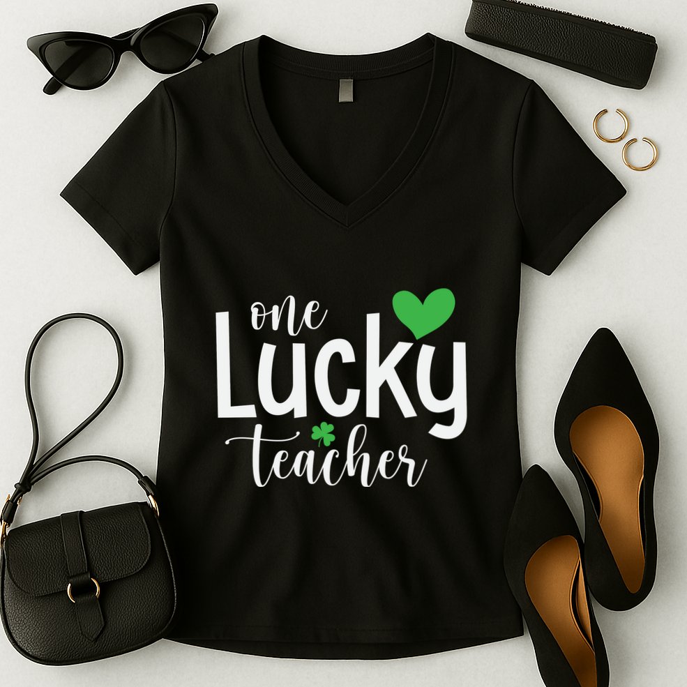 One Lucky Teacher Women's V-Neck T-Shirt