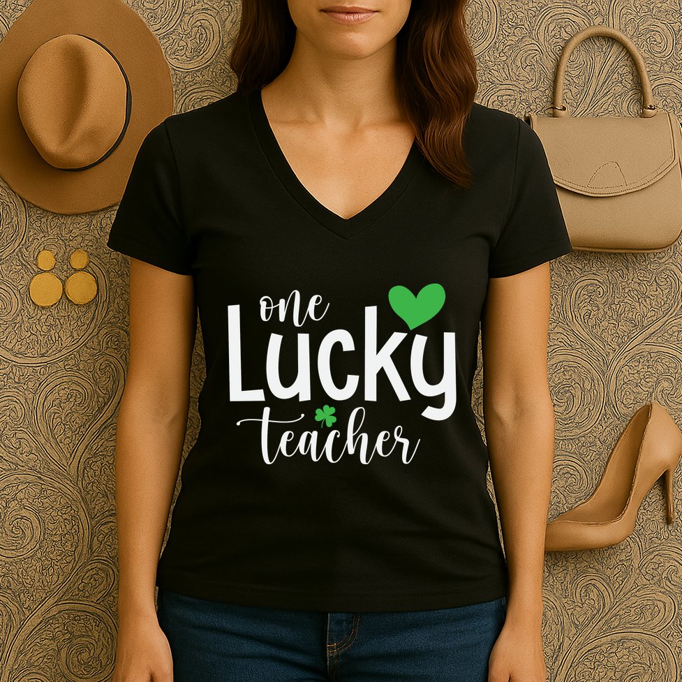One Lucky Teacher Women's V-Neck T-Shirt