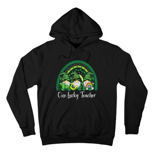 One Lucky Teacher Gnomes Happy St Patricks Day Rainbow Gnome Hoodie