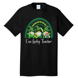 One Lucky Teacher Gnomes Happy St Patricks Day Rainbow Gnome Tall T-Shirt