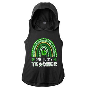 One Lucky Teacher Rainbow St Patrick’S Day Ladies PosiCharge Tri-Blend Wicking Draft Hoodie Tank