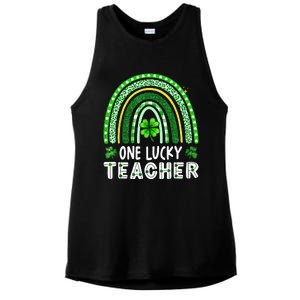 One Lucky Teacher Rainbow St Patrick’S Day Ladies PosiCharge Tri-Blend Wicking Tank