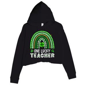 One Lucky Teacher Rainbow St Patrick’S Day Crop Fleece Hoodie