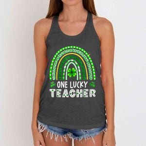 One Lucky Teacher Rainbow St Patrick’S Day Women's Knotted Racerback Tank