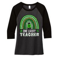 One Lucky Teacher Rainbow St Patrick’S Day Women's Tri-Blend 3/4-Sleeve Raglan Shirt