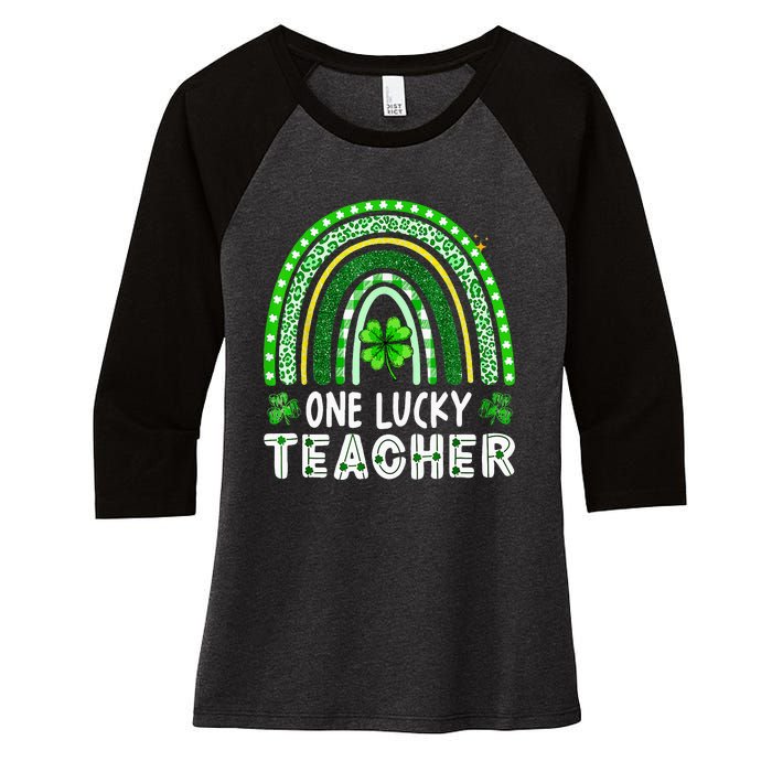 One Lucky Teacher Rainbow St Patrick’S Day Women's Tri-Blend 3/4-Sleeve Raglan Shirt