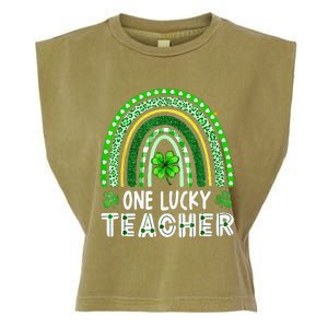 One Lucky Teacher Rainbow St Patrick’S Day Garment-Dyed Women's Muscle Tee