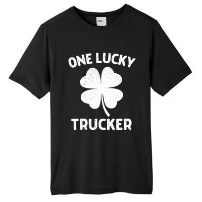 One Lucky Trucker St Patricks Day Green Shamrock Leaf Tall Fusion ChromaSoft Performance T-Shirt