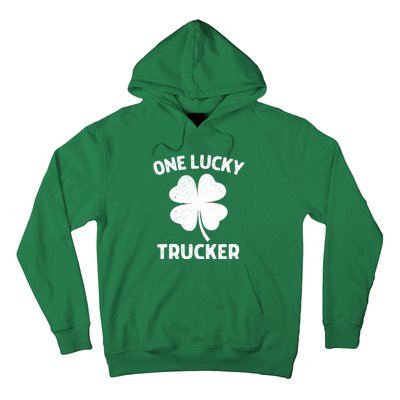 One Lucky Trucker St Patricks Day Green Shamrock Leaf Hoodie