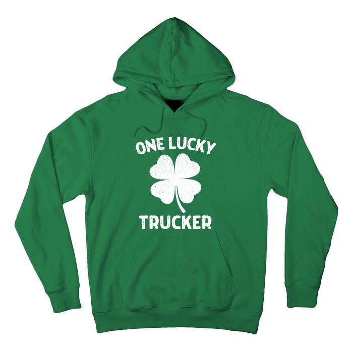 One Lucky Trucker St Patricks Day Green Shamrock Leaf Tall Hoodie