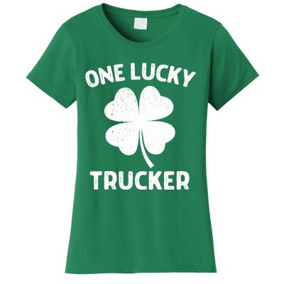 One Lucky Trucker St Patricks Day Green Shamrock Leaf Women's T-Shirt