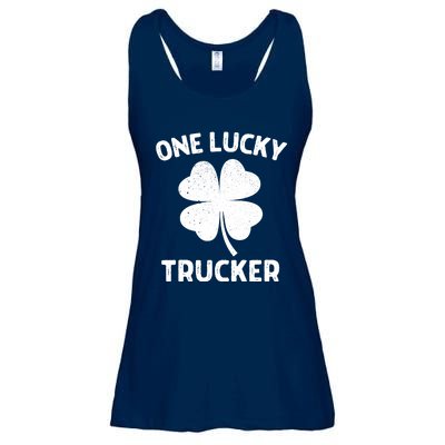 One Lucky Trucker St Patricks Day Green Shamrock Leaf Ladies Essential Flowy Tank