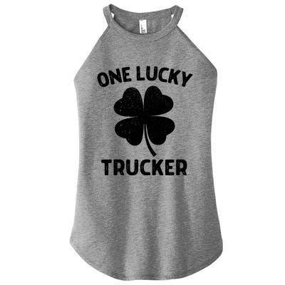 One Lucky Trucker St Patricks Day Green Shamrock Leaf Women's Perfect Tri Rocker Tank