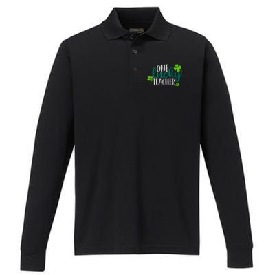 One Lucky Teacher St Patrick's Day Performance Long Sleeve Polo