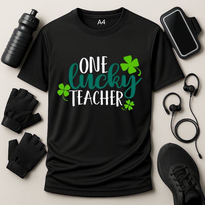One Lucky Teacher St Patrick's Day Cooling Performance Crew T-Shirt