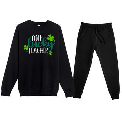 One Lucky Teacher St Patrick's Day Premium Crewneck Sweatsuit Set