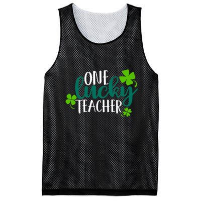 One Lucky Teacher St Patrick's Day Mesh Reversible Basketball Jersey Tank