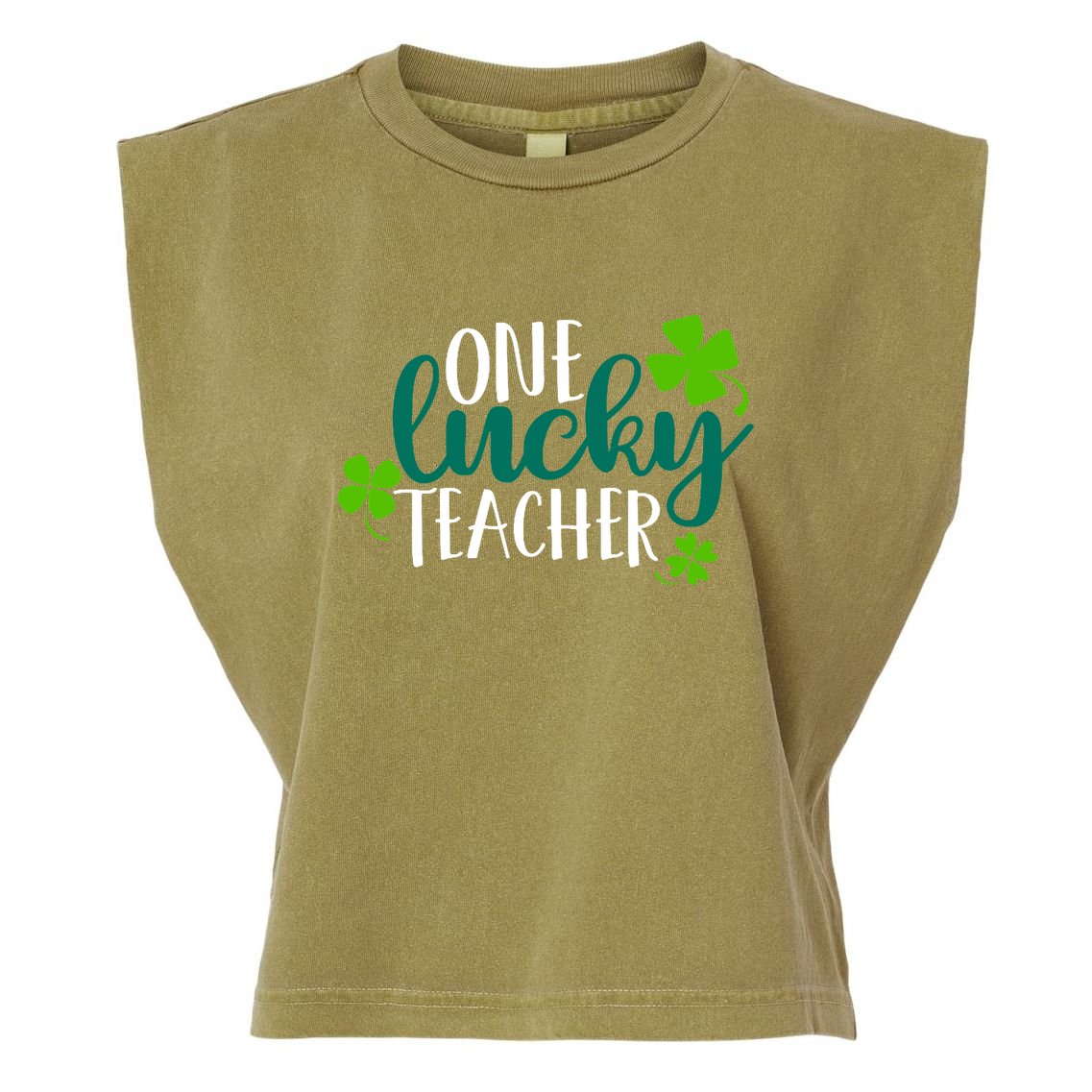 One Lucky Teacher St Patrick's Day Garment-Dyed Women's Muscle Tee