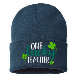 One Lucky Teacher St Patrick's Day Sustainable Knit Beanie