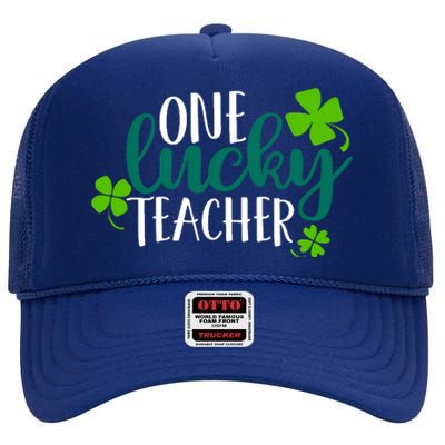 One Lucky Teacher St Patrick's Day High Crown Mesh Back Trucker Hat