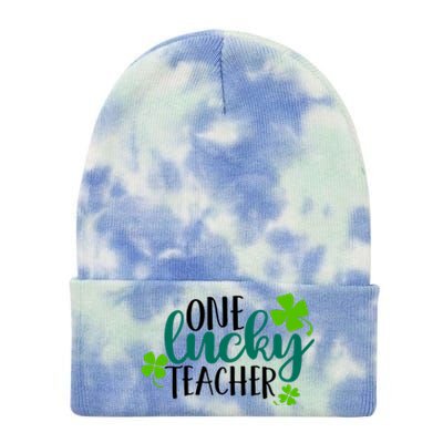 One Lucky Teacher St Patrick's Day Tie Dye 12in Knit Beanie