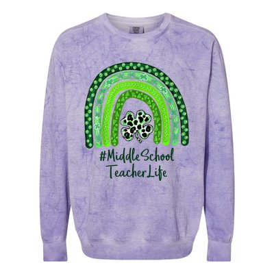 One Lucky Teacher St Patrick's Day Middle School Teacher For Gift Colorblast Crewneck Sweatshirt