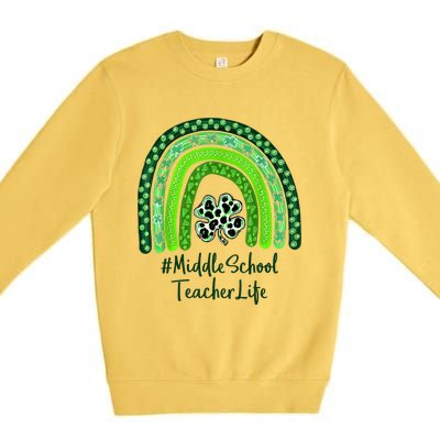 One Lucky Teacher St Patrick's Day Middle School Teacher For Gift Premium Crewneck Sweatshirt