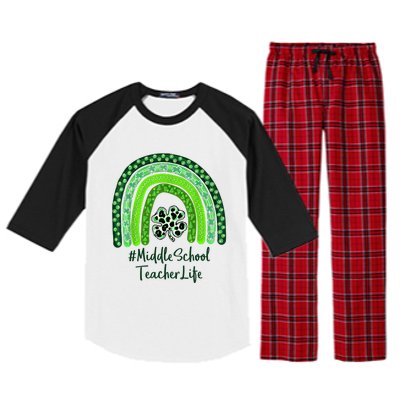 One Lucky Teacher St Patrick's Day Middle School Teacher For Gift Raglan Sleeve Pajama Set