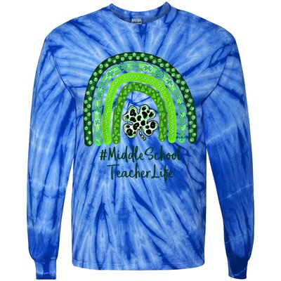 One Lucky Teacher St Patrick's Day Middle School Teacher For Gift Tie-Dye Long Sleeve Shirt