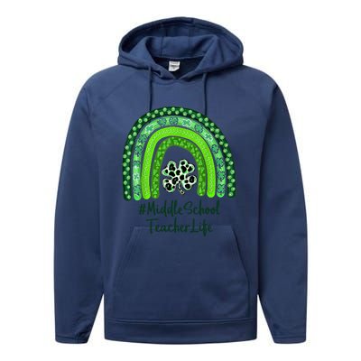 One Lucky Teacher St Patrick's Day Middle School Teacher For Gift Performance Fleece Hoodie