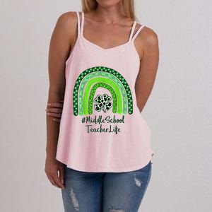 One Lucky Teacher St Patrick's Day Middle School Teacher For Gift Women's Strappy Tank