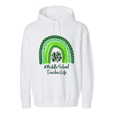 One Lucky Teacher St Patrick's Day Middle School Teacher For Gift Garment-Dyed Fleece Hoodie