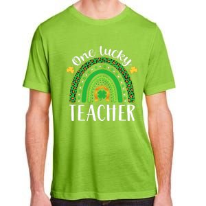 One Lucky Teacher St Patricks Day Teacher Rainbow Graphic Plus Size Adult ChromaSoft Performance T-Shirt