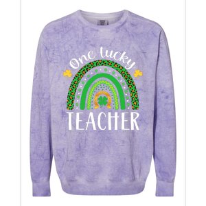 One Lucky Teacher St Patricks Day Teacher Rainbow Graphic Plus Size Colorblast Crewneck Sweatshirt