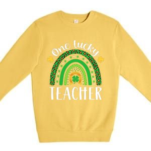 One Lucky Teacher St Patricks Day Teacher Rainbow Graphic Plus Size Premium Crewneck Sweatshirt