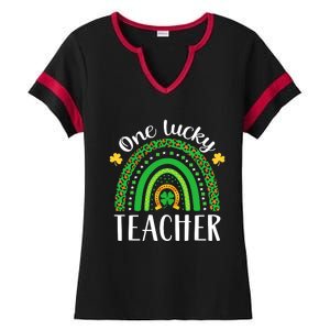 One Lucky Teacher St Patricks Day Teacher Rainbow Graphic Plus Size Ladies Halftime Notch Neck Tee