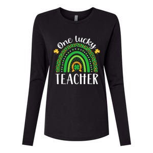 One Lucky Teacher St Patricks Day Teacher Rainbow Graphic Plus Size Womens Cotton Relaxed Long Sleeve T-Shirt