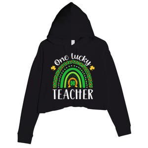 One Lucky Teacher St Patricks Day Teacher Rainbow Graphic Plus Size Crop Fleece Hoodie