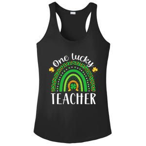 One Lucky Teacher St Patricks Day Teacher Rainbow Graphic Plus Size Ladies PosiCharge Competitor Racerback Tank