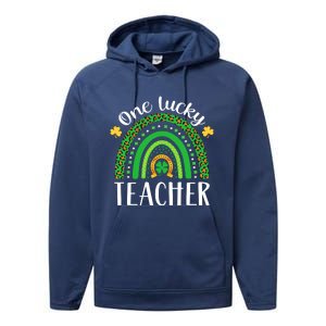 One Lucky Teacher St Patricks Day Teacher Rainbow Graphic Plus Size Performance Fleece Hoodie