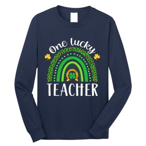 One Lucky Teacher St Patricks Day Teacher Rainbow Graphic Plus Size Long Sleeve Shirt