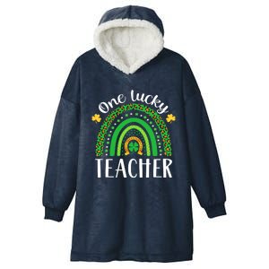 One Lucky Teacher St Patricks Day Teacher Rainbow Graphic Plus Size Hooded Wearable Blanket