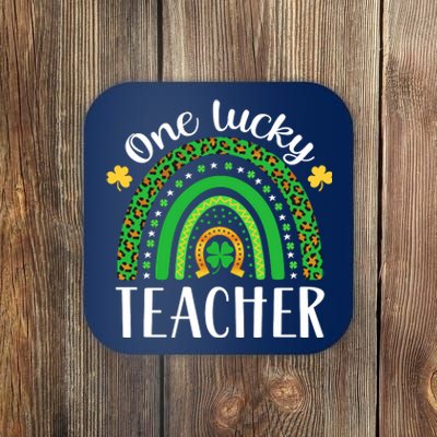 One Lucky Teacher St Patricks Day Teacher Rainbow Graphic Plus Size Coaster