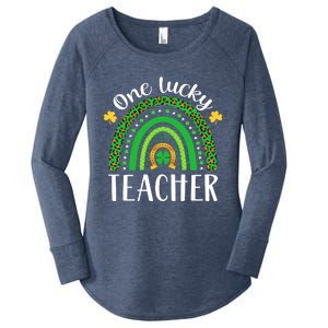 One Lucky Teacher St Patricks Day Teacher Rainbow Graphic Plus Size Women's Perfect Tri Tunic Long Sleeve Shirt