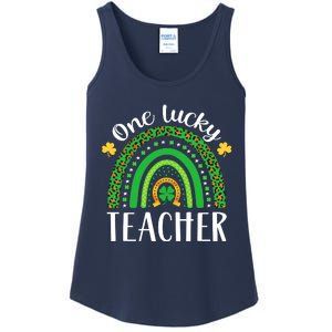 One Lucky Teacher St Patricks Day Teacher Rainbow Graphic Plus Size Ladies Essential Tank