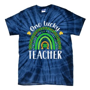 One Lucky Teacher St Patricks Day Teacher Rainbow Graphic Plus Size Tie-Dye T-Shirt