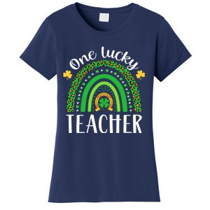 One Lucky Teacher St Patricks Day Teacher Rainbow Graphic Plus Size Women's T-Shirt