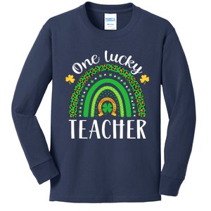 One Lucky Teacher St Patricks Day Teacher Rainbow Graphic Plus Size Kids Long Sleeve Shirt